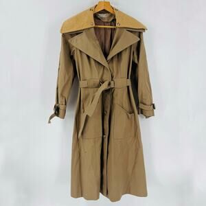Vintage Polish Trench Coat Removable Wool Collar Liner Size‎ 13 Made in Poland